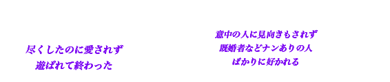 尽くしたのに愛されず遊ばれて終わった/意中の人に見向きもされず既婚者などナンありの人ばかりに好かれる