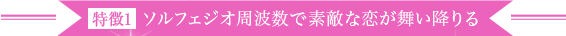 特徴1 ソルフェジオ周波数で素敵な恋が舞い降りる