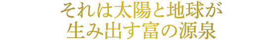 それは太陽と地球が生み出す富の源泉
