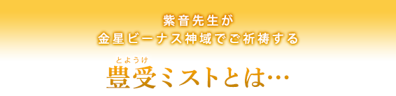 金星ビーナス神域でご祈祷する豊受ミストとは？