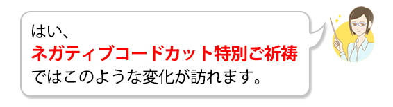はい、ネガティブコードカット特別ご祈祷ではこのような変化が訪れます。